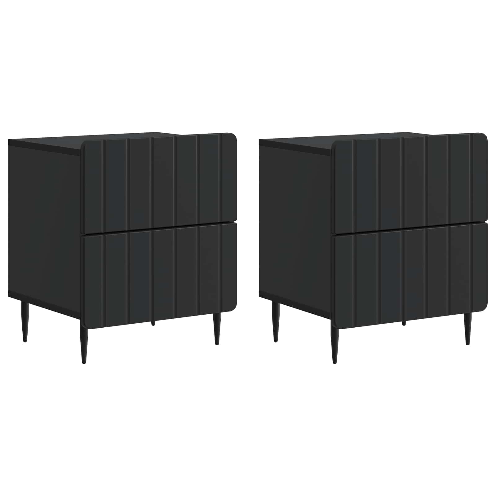 Armadio da Notte con cassetto 2 pcs Nero 43 x 34,5 x 49,5 cm | homemem39