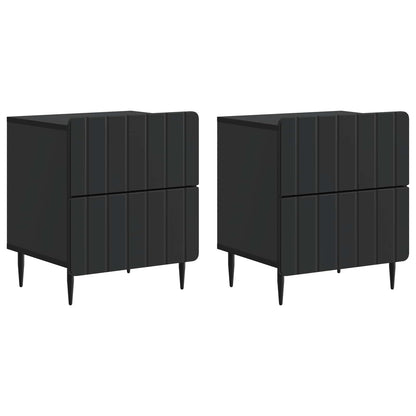 Armadio da Notte con cassetto 2 pcs Nero 43 x 34,5 x 49,5 cm | homemem39