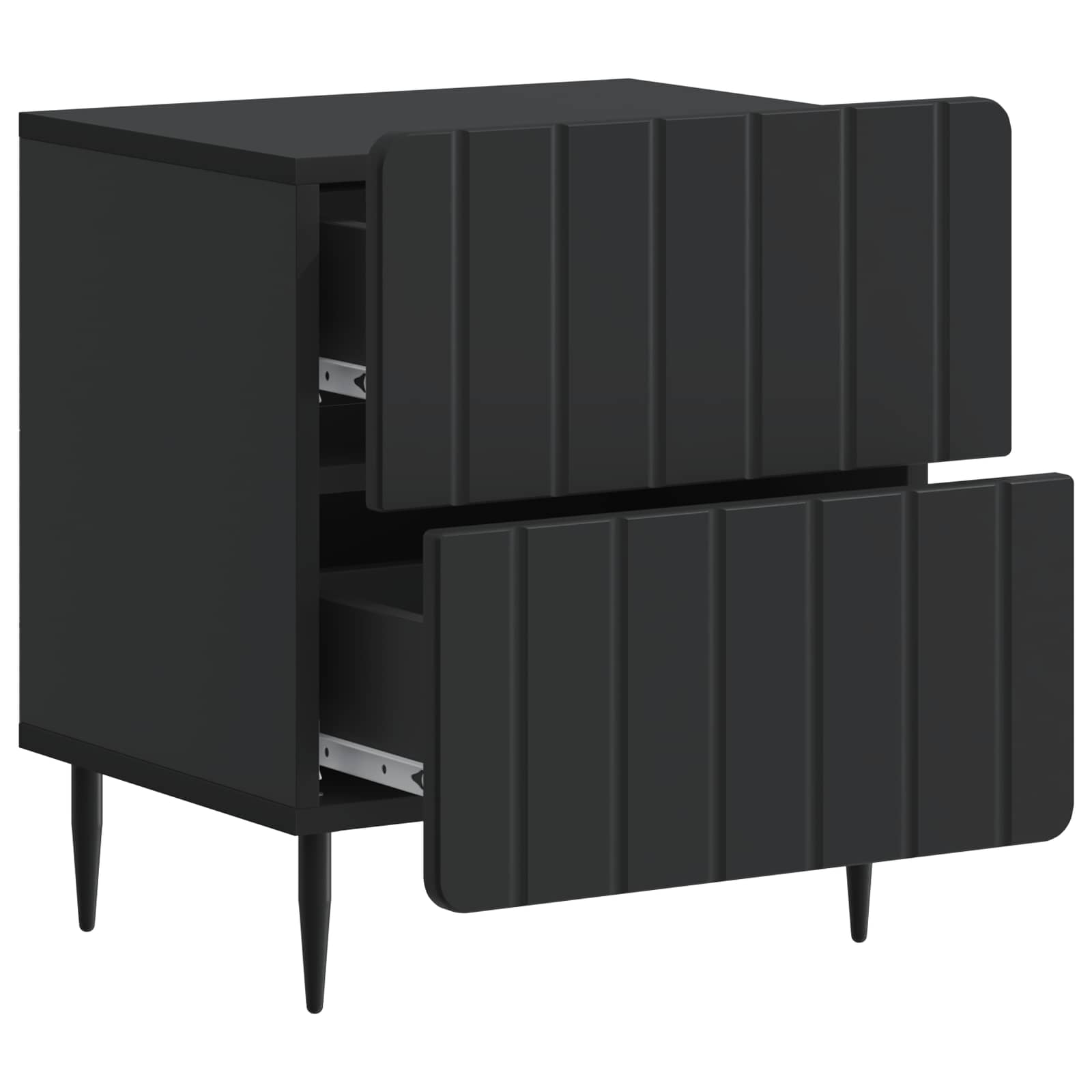Armadio da Notte con cassetto 2 pcs Nero 43 x 34,5 x 49,5 cm | homemem39