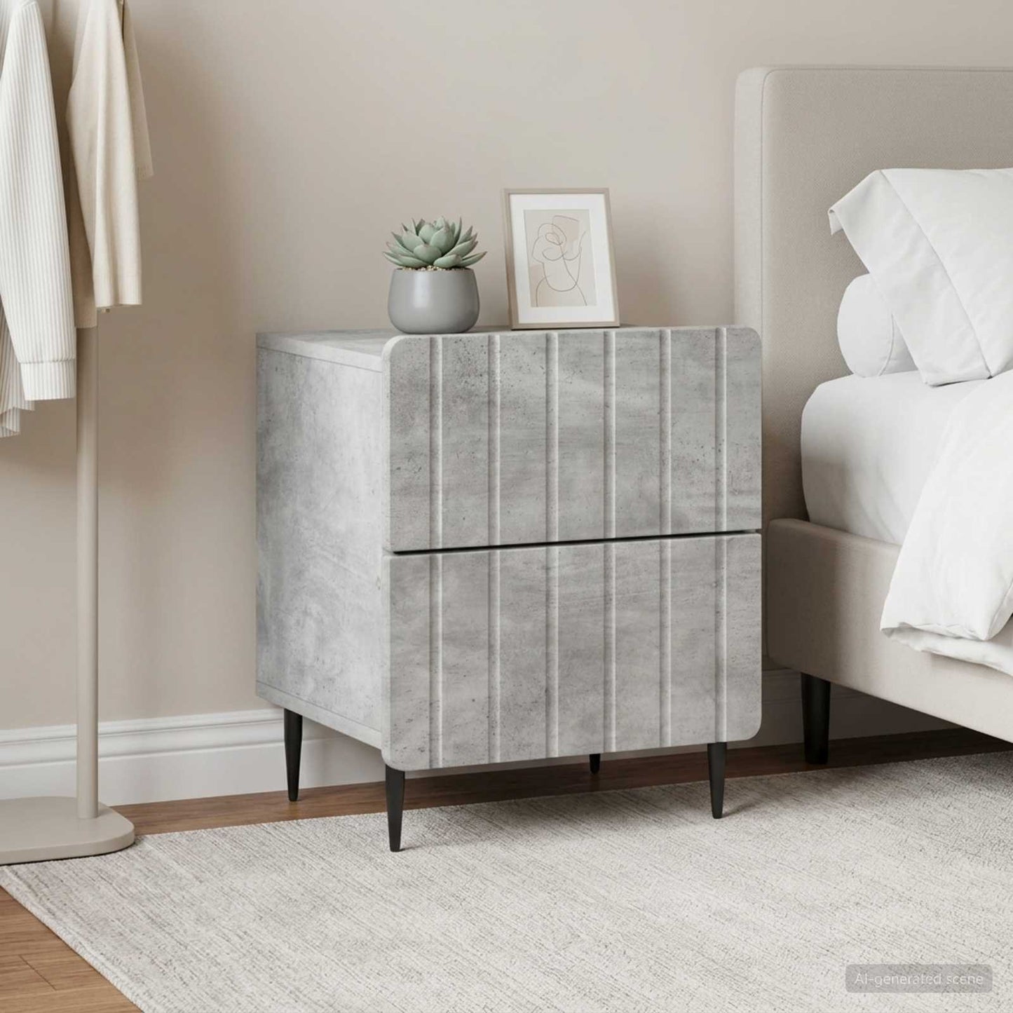 Armadio da Notte 2 pcs Grigio Cemento 43 x 34,5 x 49,5 cm