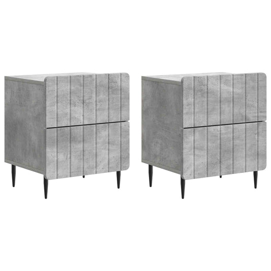Armadio da Notte 2 pcs Grigio Cemento 43 x 34,5 x 49,5 cm
