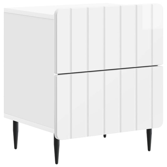 Armadio da Notte con cassetto Bianco Lucido 43 x 34,5 x 49,5 cm