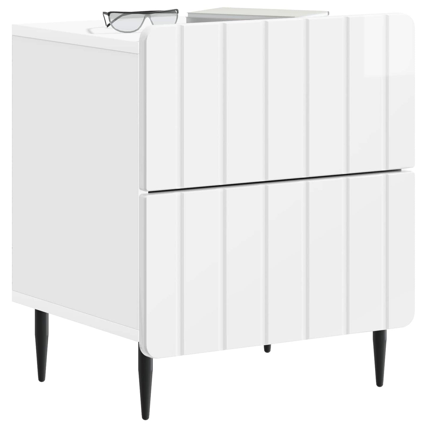 Armadio da Notte con cassetto Bianco Lucido 43 x 34,5 x 49,5 cm