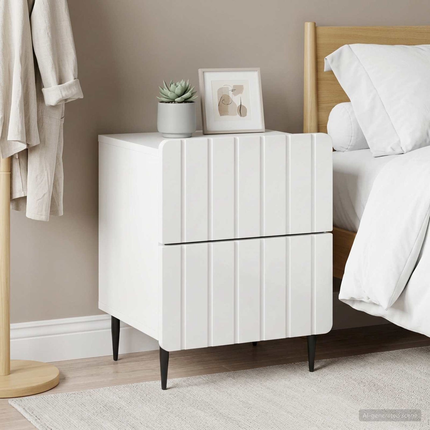 Armadio da Notte 2 pcs Bianco Lucido 43 x 34,5 x 49,5 cm