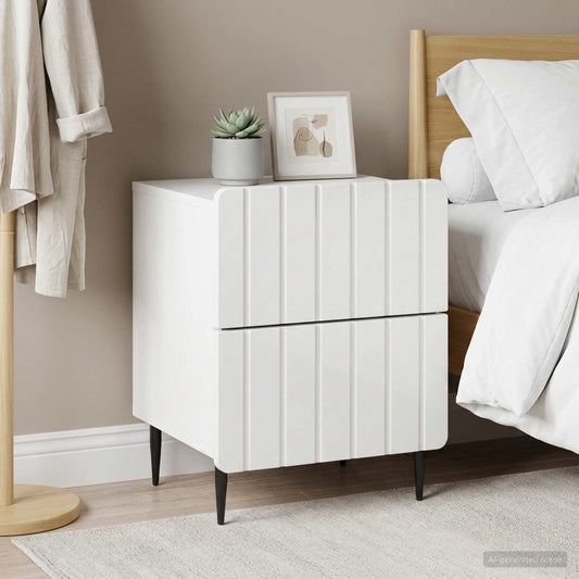 Armadio da Notte 2 pz Bianco Lucido 43 x 34,5 x 49,5 cm