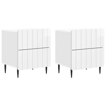 Armadio da Notte 2 pcs Bianco Lucido 43 x 34,5 x 49,5 cm