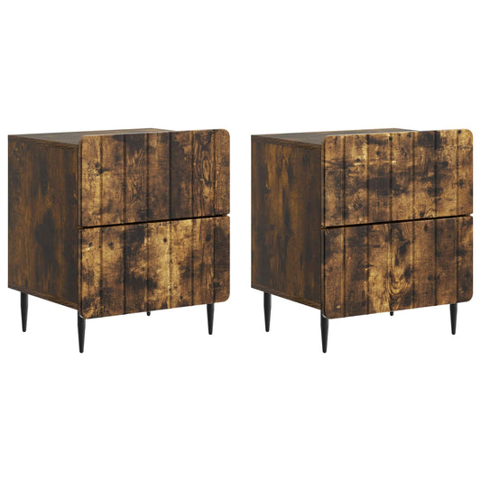 Armadio da Notte 2 pcs Rovere Fumo 43 x 34,5 x 49,5 cm | homemem39