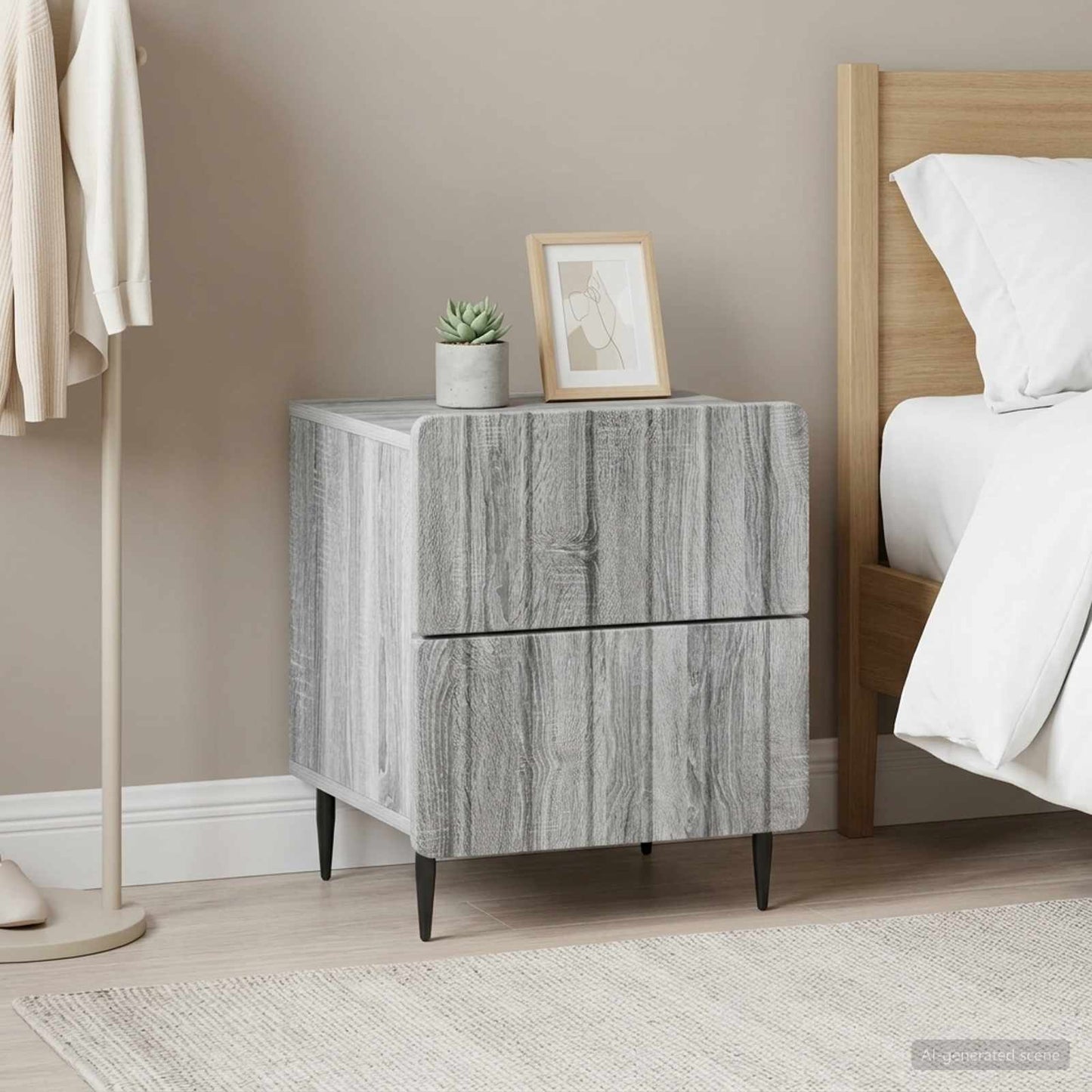 Armadio da Notte 2 pcs Grigio Sonoma 43 x 34,5 x 49,5 cm