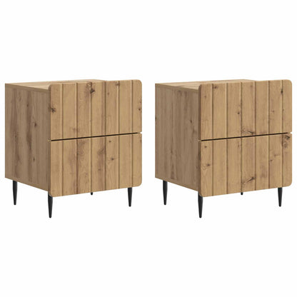 Armadio da Notte 2 pcs Rovere Artigianale 43 x 34,5 x 49,5 cm