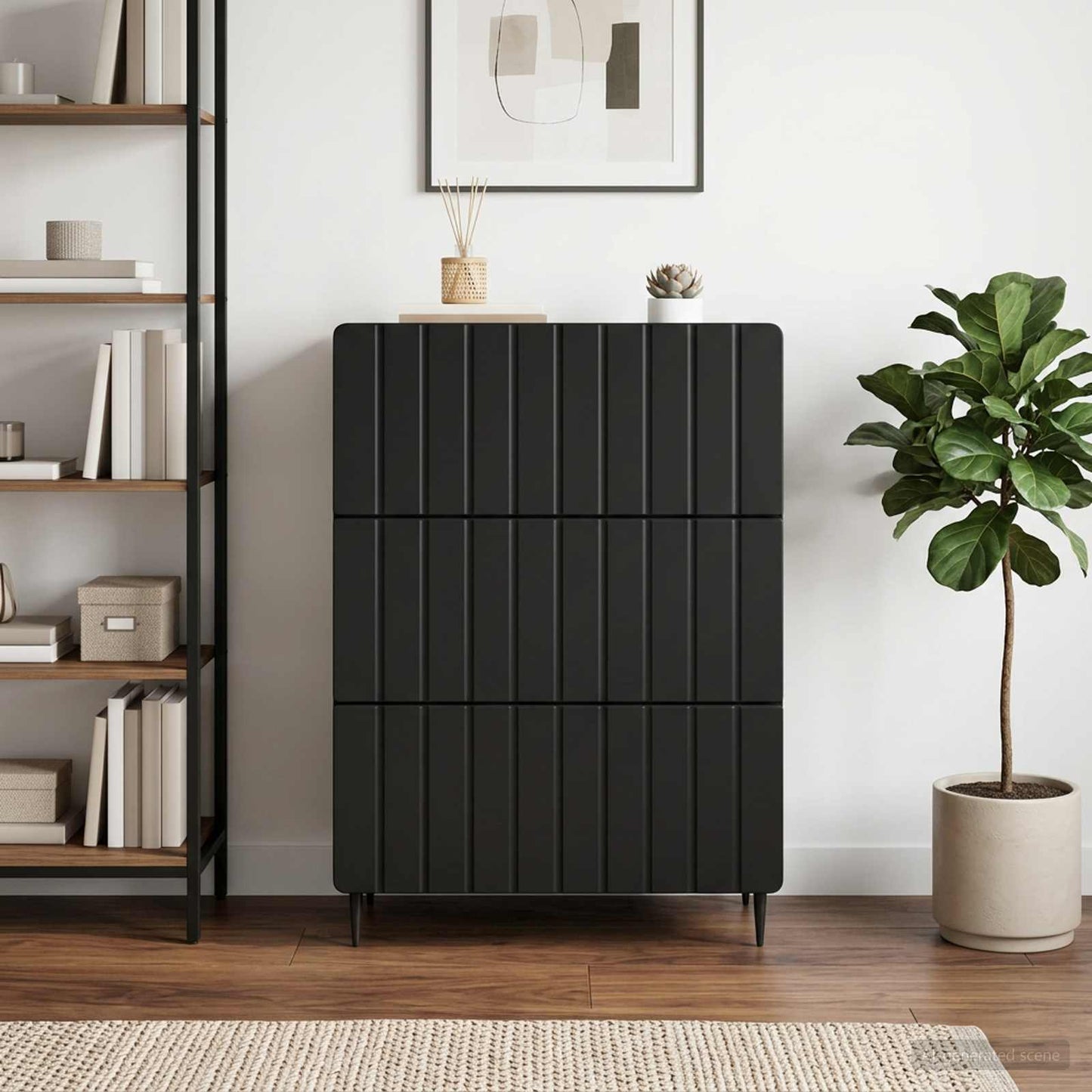 Mobile con Cassetti Nero 66 x 34,5 x 92 cm Legno ingegnerizzato