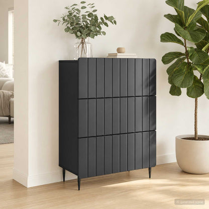 Mobile con Cassetti Nero 66 x 34,5 x 92 cm Legno ingegnerizzato