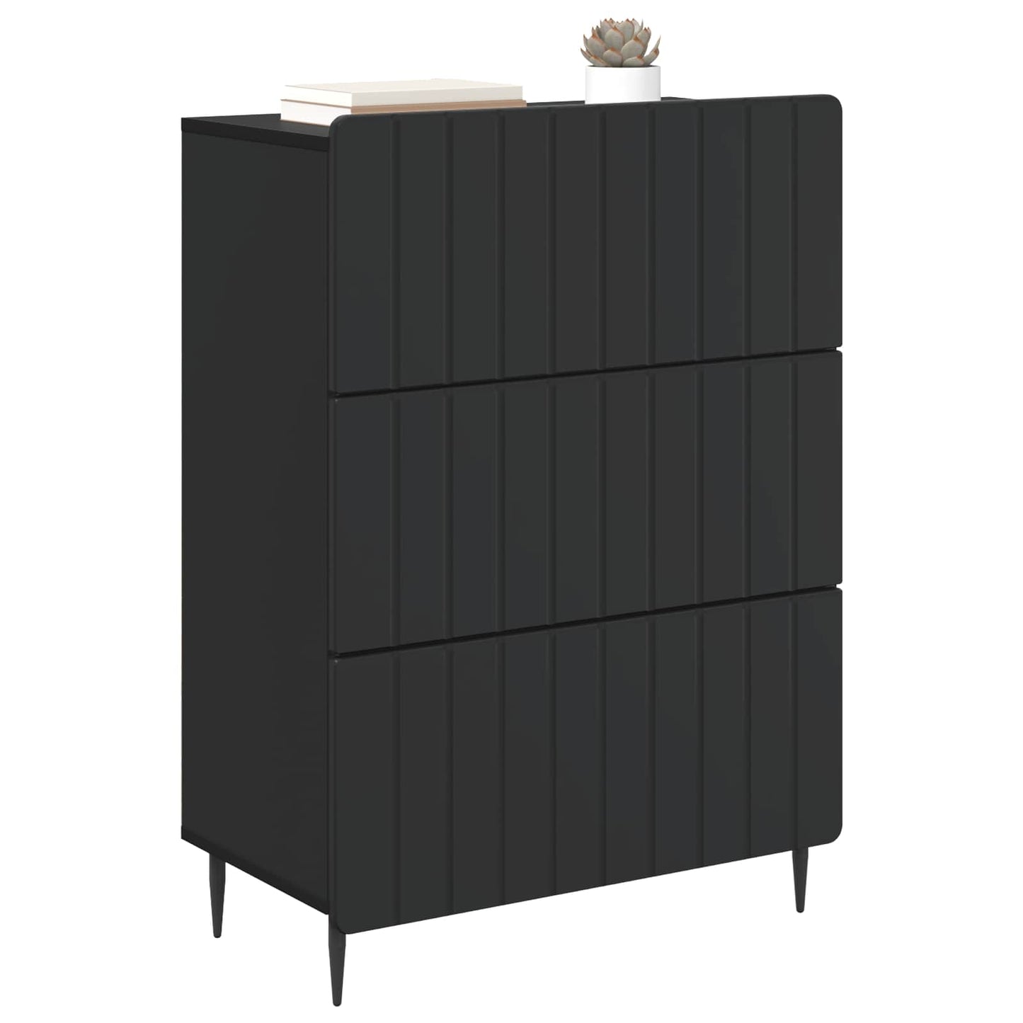 Mobile con Cassetti Nero 66 x 34,5 x 92 cm Legno ingegnerizzato