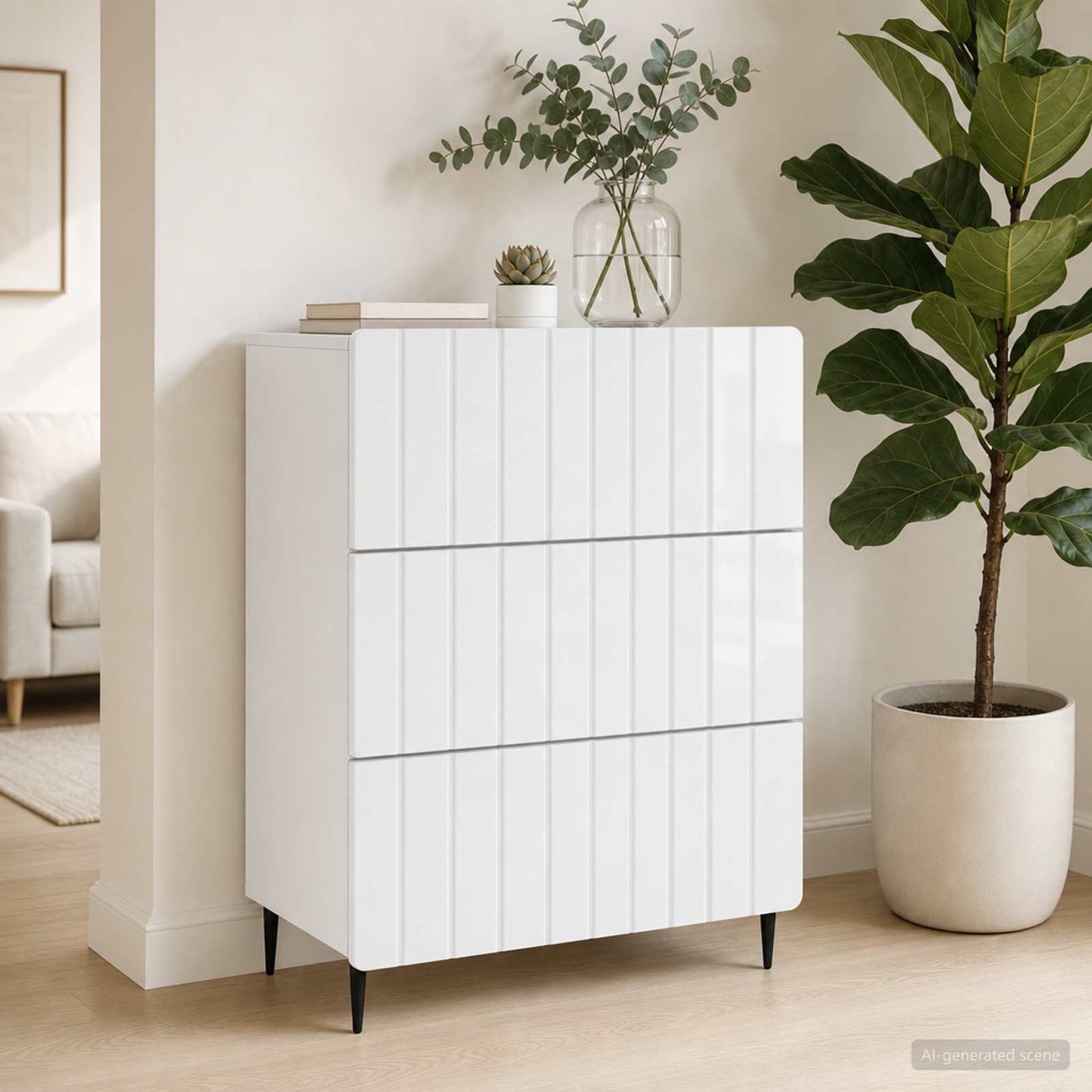 Mobile con Cassetti Bianco Lucido 66 x 34,5 x 92 cm