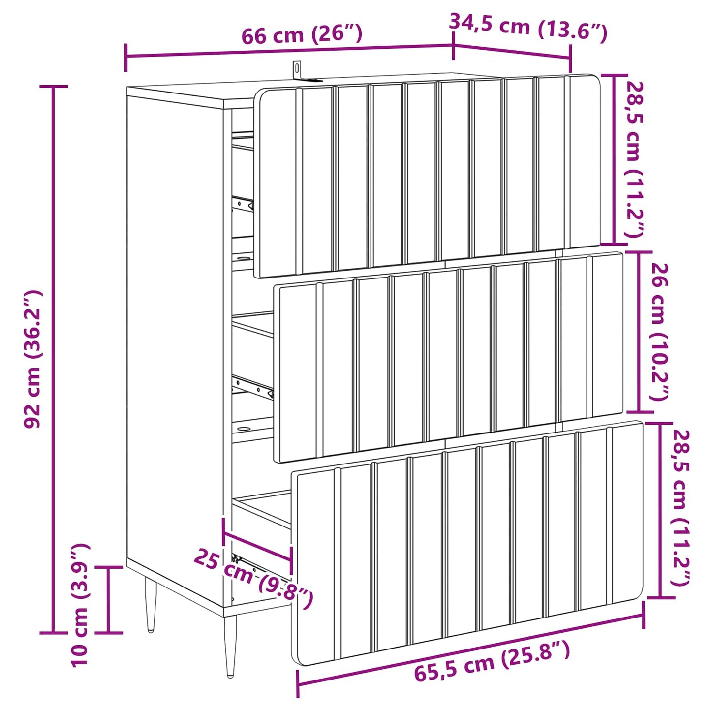 Mobile con Cassetti Grigio Sonoma 66 x 34,5 x 92 cm | homemem39