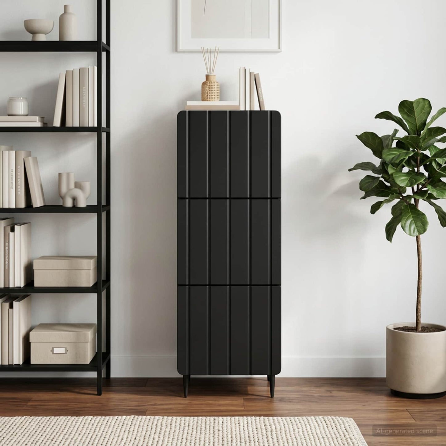 Mobile con Cassetti Nero 33 x 34,5 x 92 cm Legno ingegnerizzato