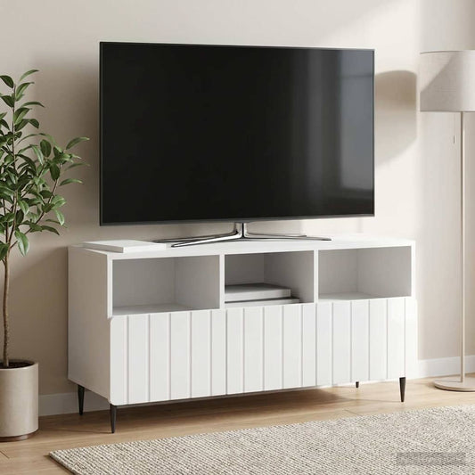 Mobile TV Bianco Lucido 102 x 34,5 x 50 cm Legno ingegnerizzato