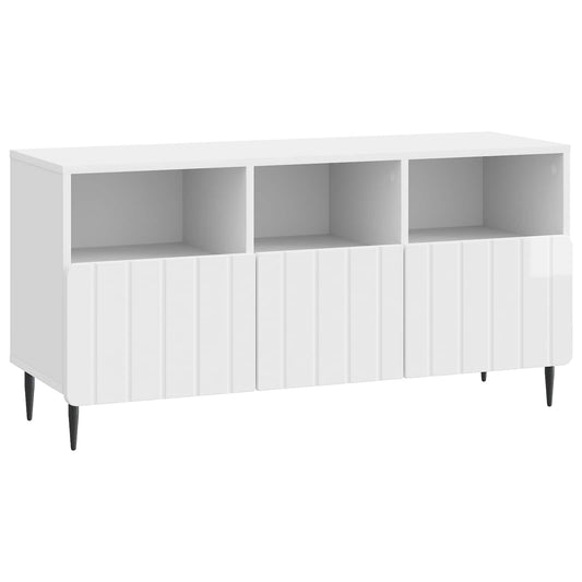 Mobile TV Bianco Lucido 102 x 34,5 x 50 cm Legno ingegnerizzato