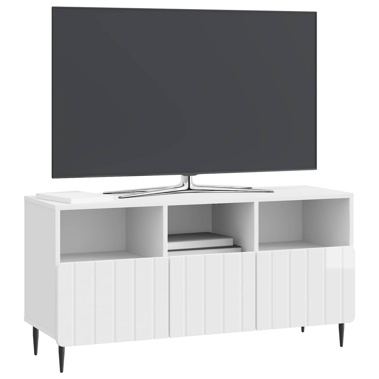Mobile TV Bianco Lucido 102 x 34,5 x 50 cm Legno ingegnerizzato | homemem39