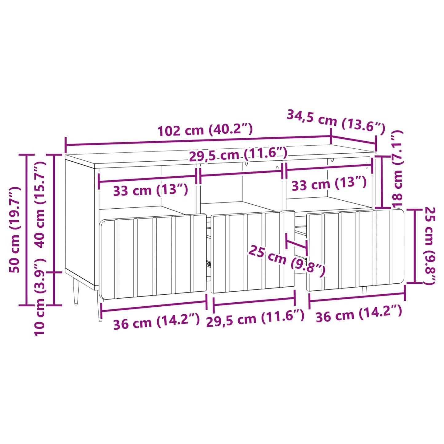 Mobile TV Rovere Fumo 102 x 34,5 x 50 cm Legno ingegnerizzato | homemem39