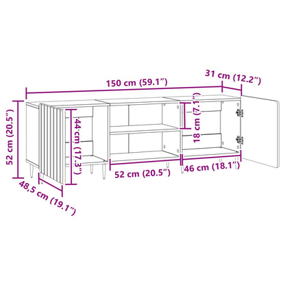 Mobile TV Rovere Fumo 150 x 31 x 52 cm Legno ingegnerizzato | homemem39