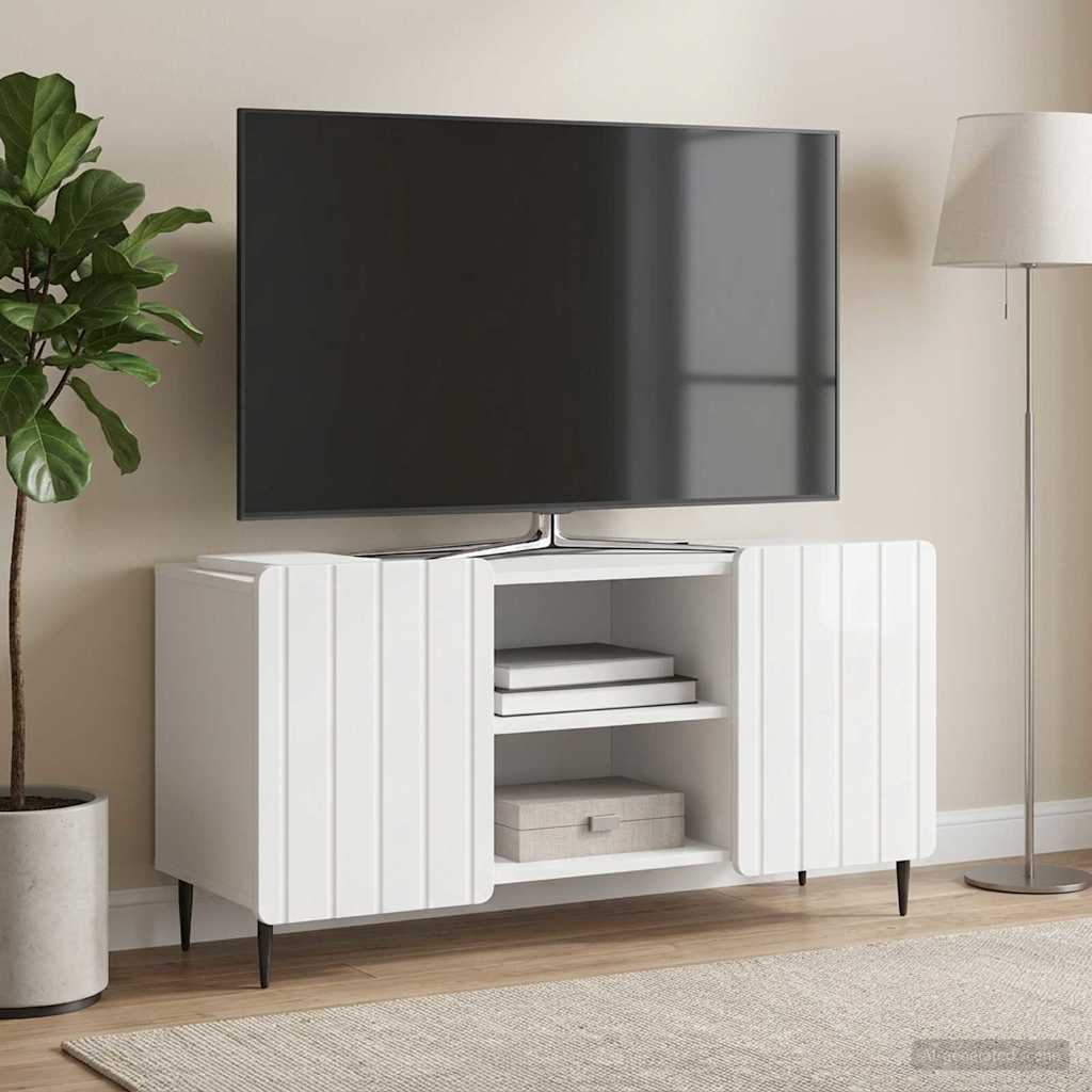 Mobile TV Bianco Lucido 102 x 34,5 x 52 cm Legno ingegnerizzato