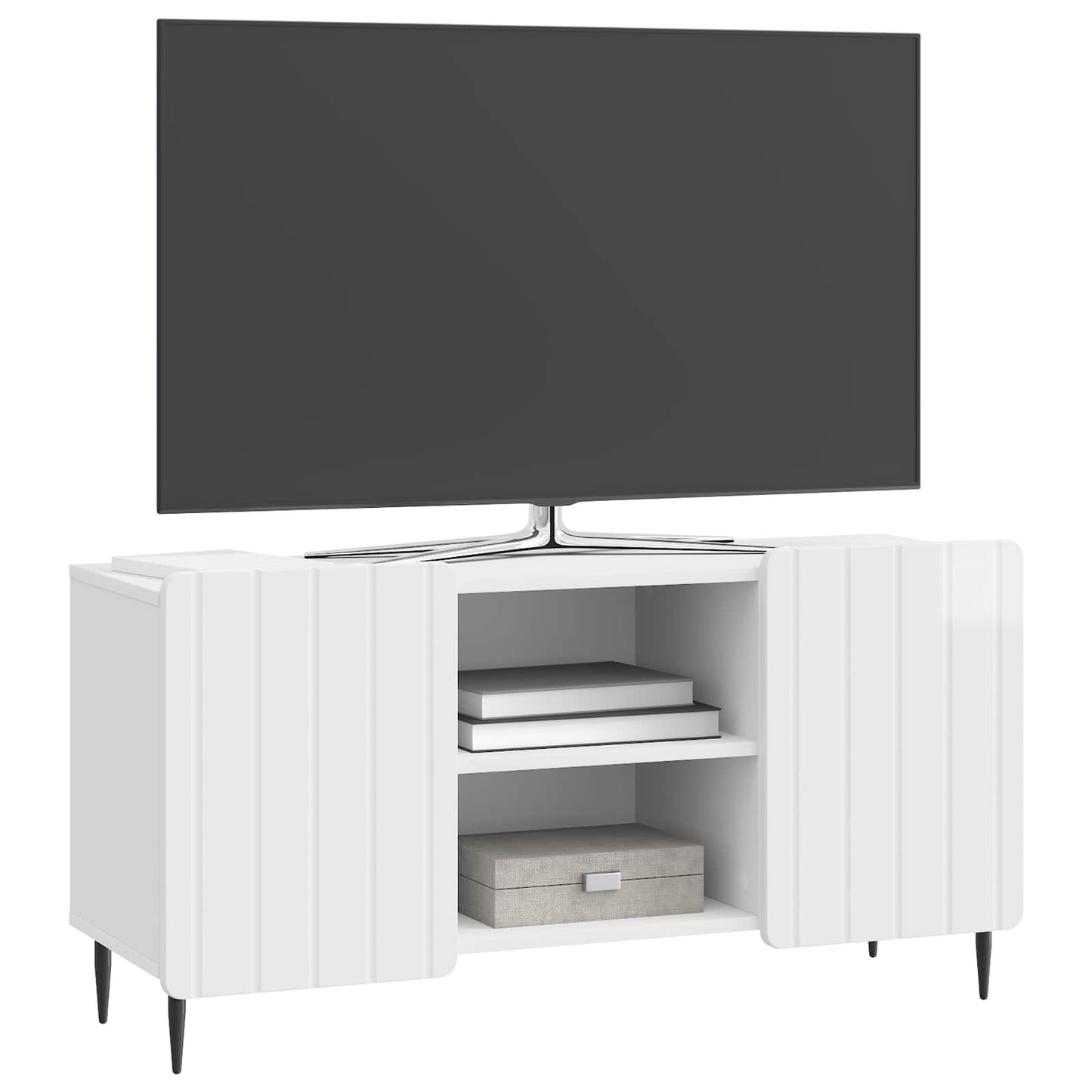 Mobile TV Bianco Lucido 102 x 34,5 x 52 cm Legno ingegnerizzato