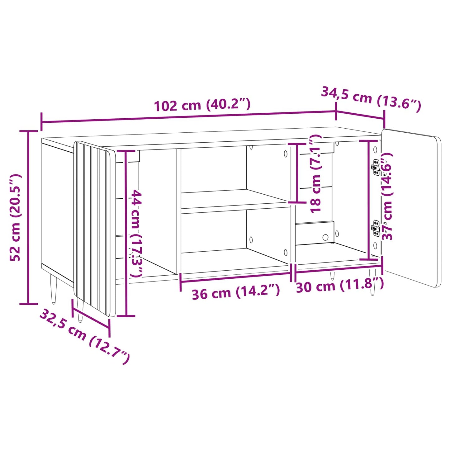 Mobile TV Rovere Artigianale 102 x 34,5 x 52 cm | homemem39