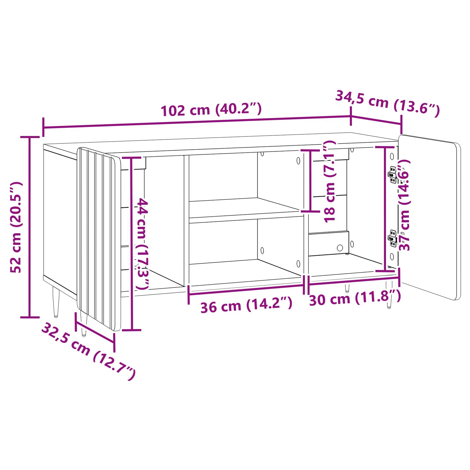Mobile TV Rovere Artigianale 102 x 34,5 x 52 cm | homemem39