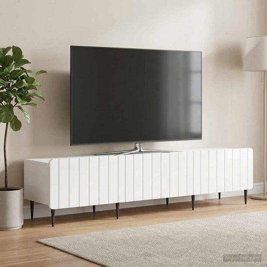 Mobile TV Bianco Lucido 147 x 34,5 x 32 cm Legno ingegnerizzato
