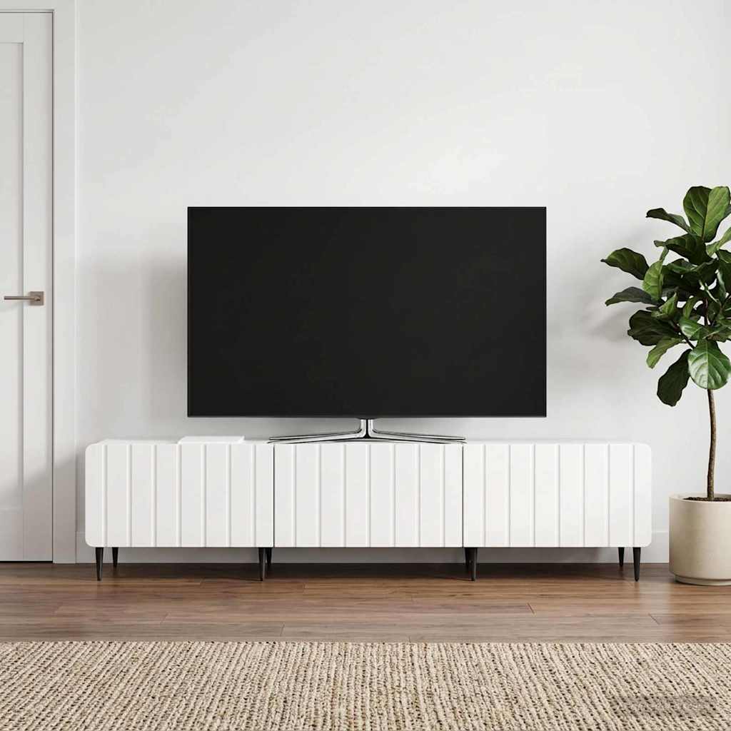 Mobile TV Bianco Lucido 147 x 34,5 x 32 cm Legno ingegnerizzato