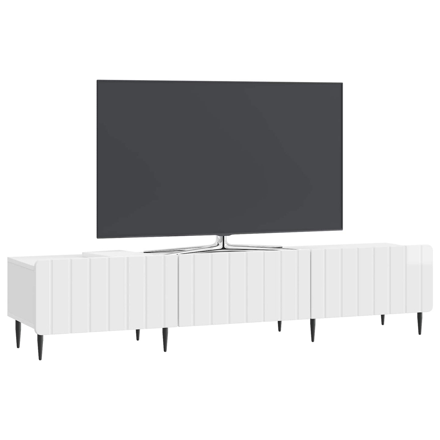 Mobile TV Bianco Lucido 147 x 34,5 x 32 cm Legno ingegnerizzato