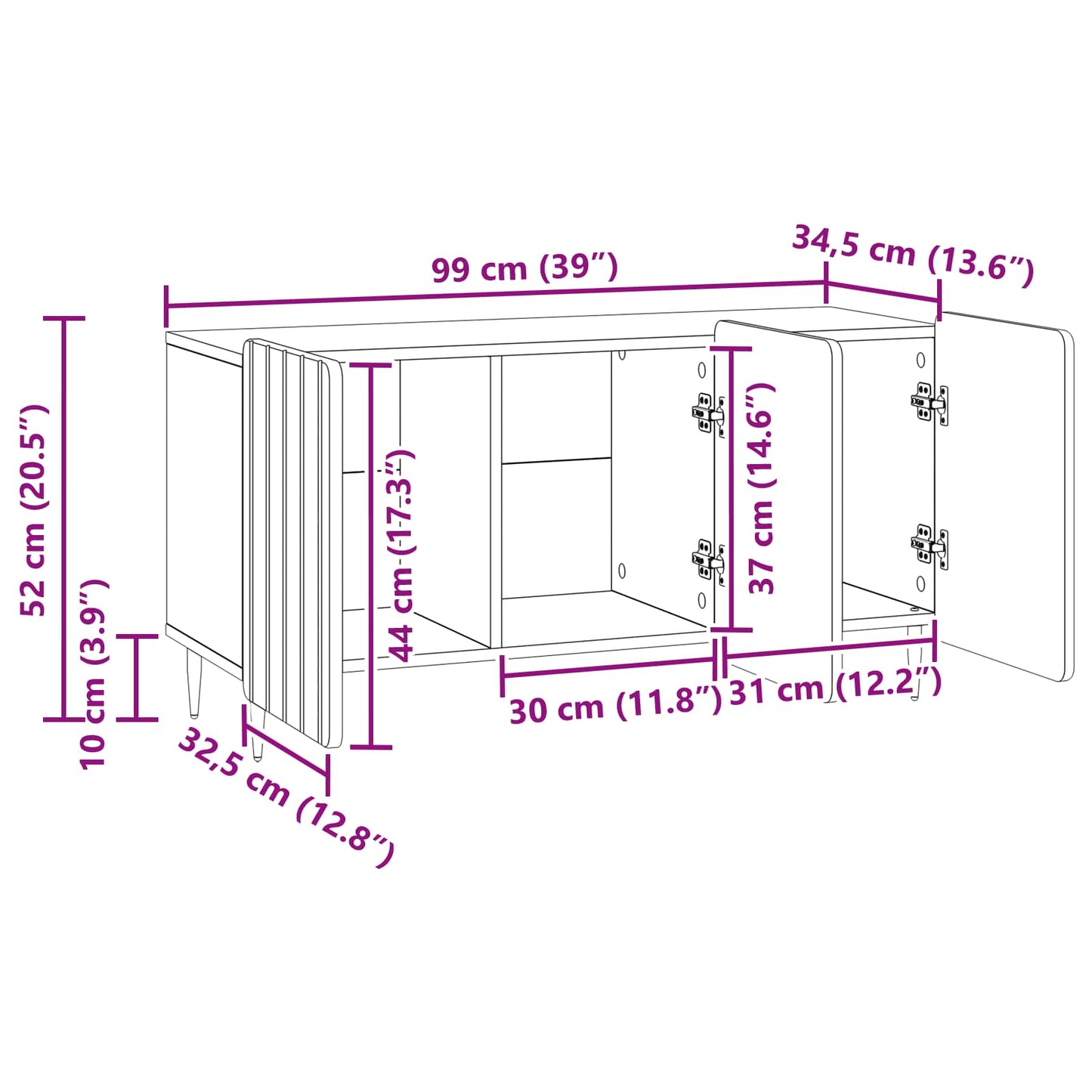 Mobile TV Rovere Sonoma 99 x 34,5 x 52 cm Legno ingegnerizzato | homemem39