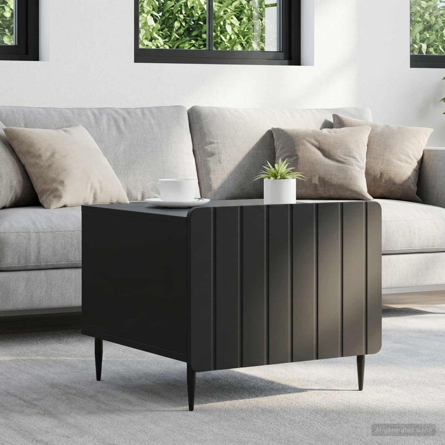 Tavolino da salotto Nero 49 x 50 x 42 cm Legno ingegnerizzato