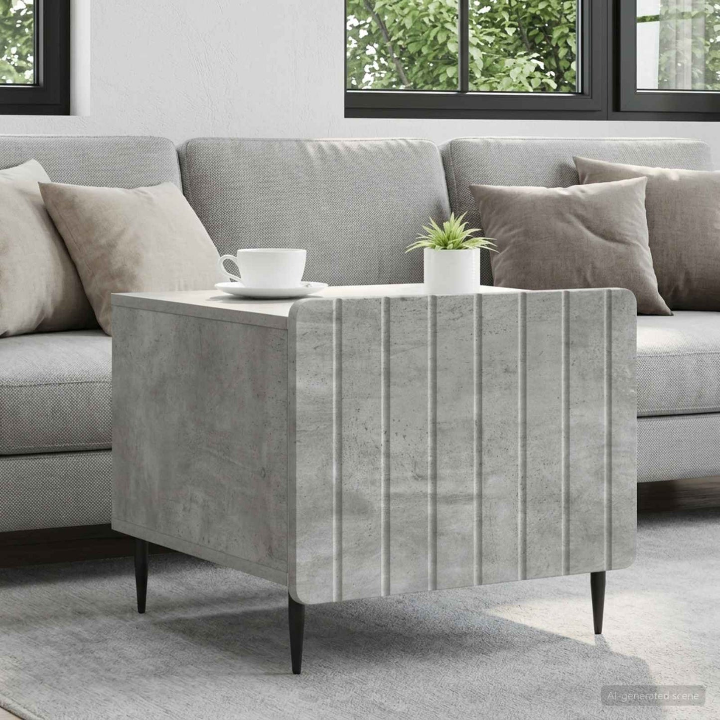Tavolino da salotto con cassetto Grigio Cemento 49 x 50 x 42 cm