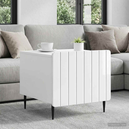 Tavolino da salotto con cassetto Bianco Lucido 49 x 50 x 42 cm