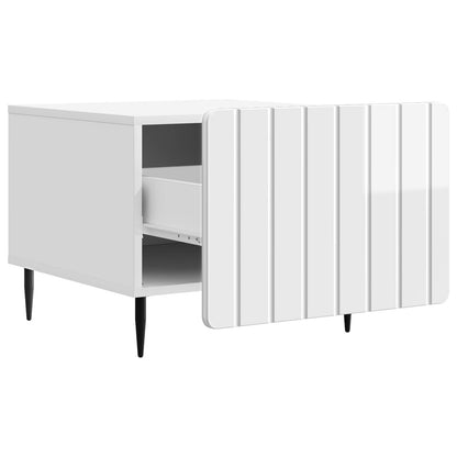 Tavolino da salotto con cassetto Bianco Lucido 49 x 50 x 42 cm