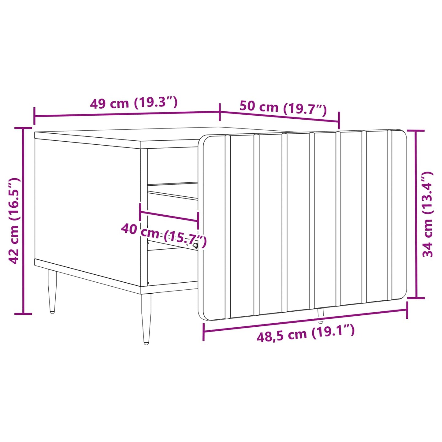 Tavolino da salotto con cassetto Grigio Sonoma 49 x 50 x 42 cm | homemem39