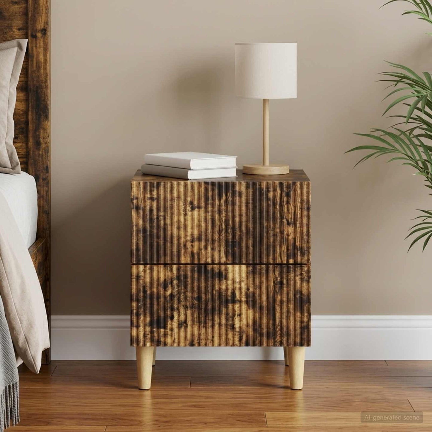 Armadio da Notte Rovere Fumo 43 x 34,5 x 48 cm | homemem39