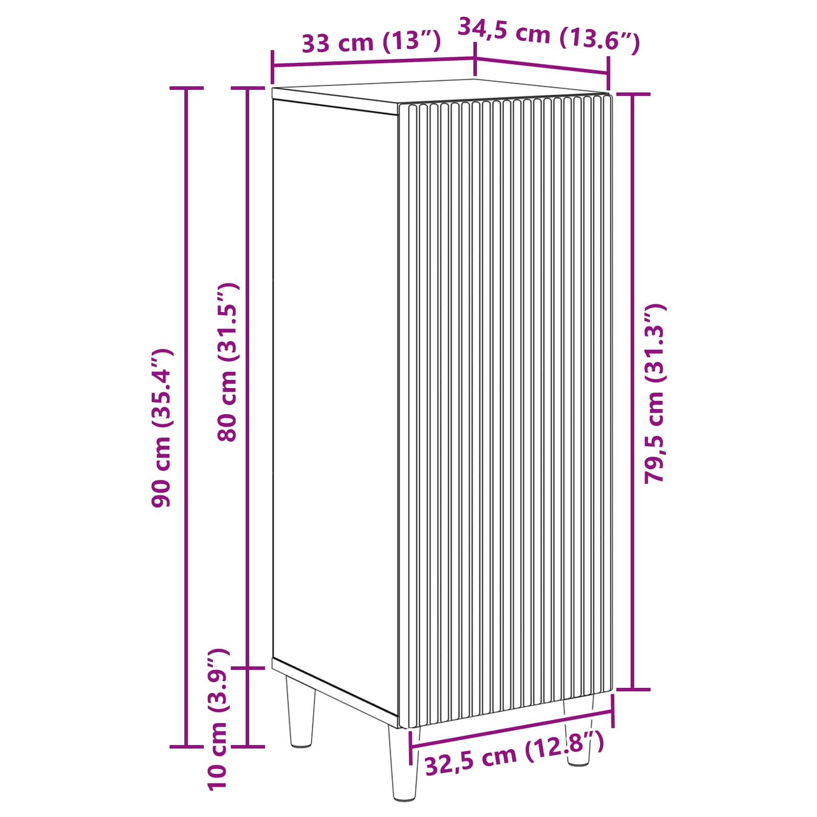 Credenza Legno antico 33 x 34,5 x 90 cm Legno ingegnerizzato | homemem39