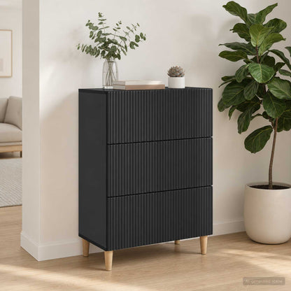 Mobile con Cassetti Nero 66 x 34,5 x 90 cm Legno ingegnerizzato