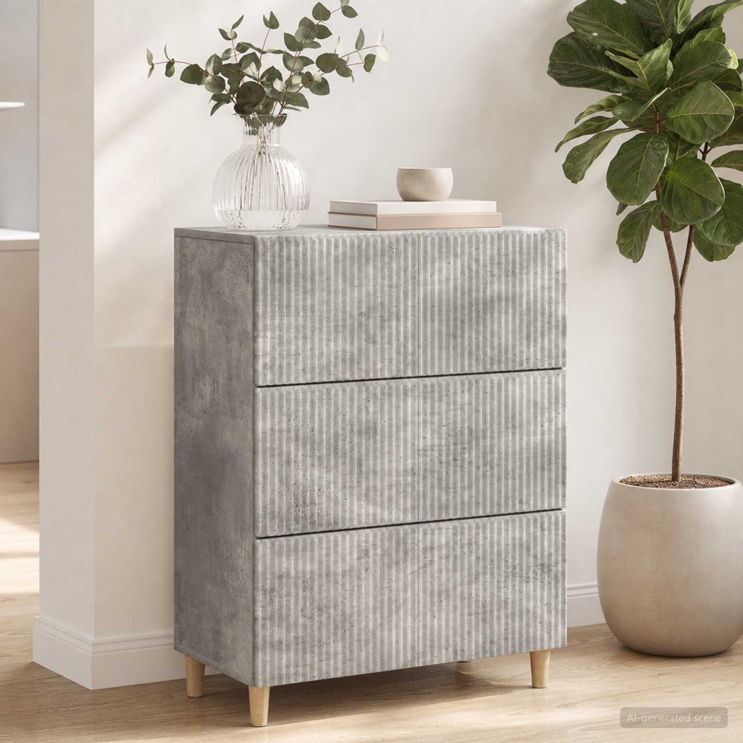 Mobile con Cassetti Grigio Cemento 66 x 34,5 x 90 cm
