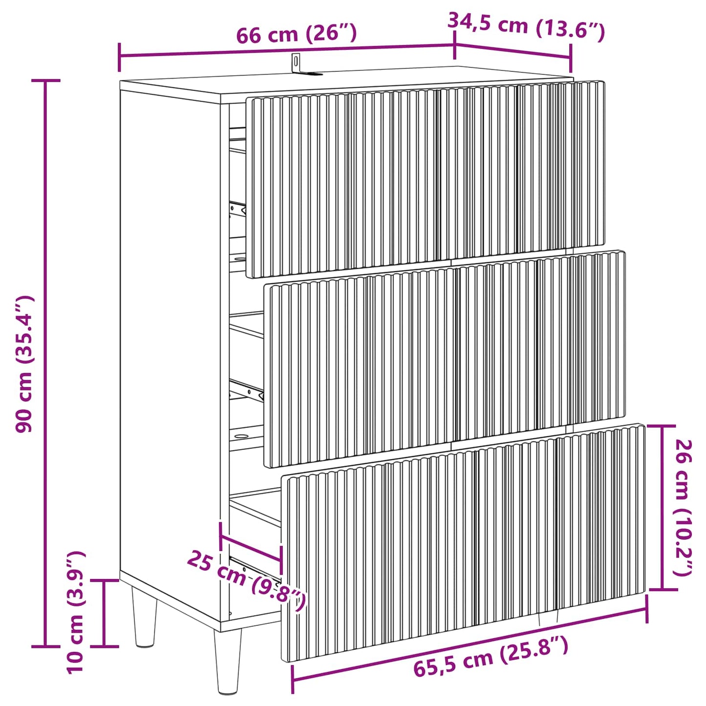 Mobile con Cassetti Rovere Artigianale 66 x 34,5 x 90 cm | homemem39