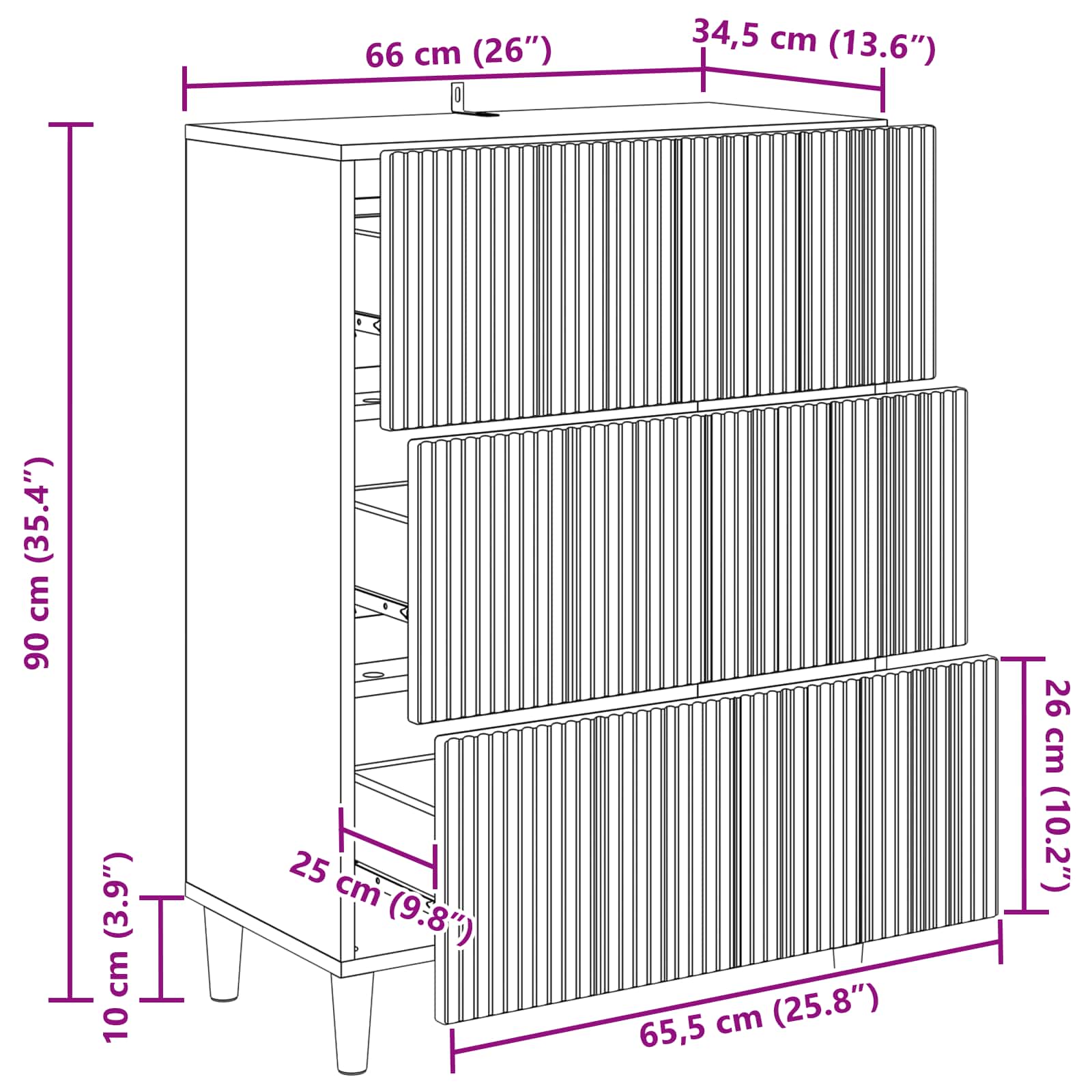 Mobile con Cassetti Rovere Artigianale 66 x 34,5 x 90 cm | homemem39