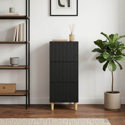 Mobile con Cassetti Nero 33 x 34,5 x 90 cm Legno ingegnerizzato