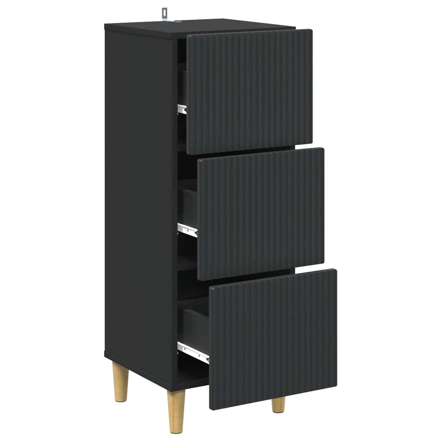 Mobile con Cassetti Nero 33 x 34,5 x 90 cm Legno ingegnerizzato