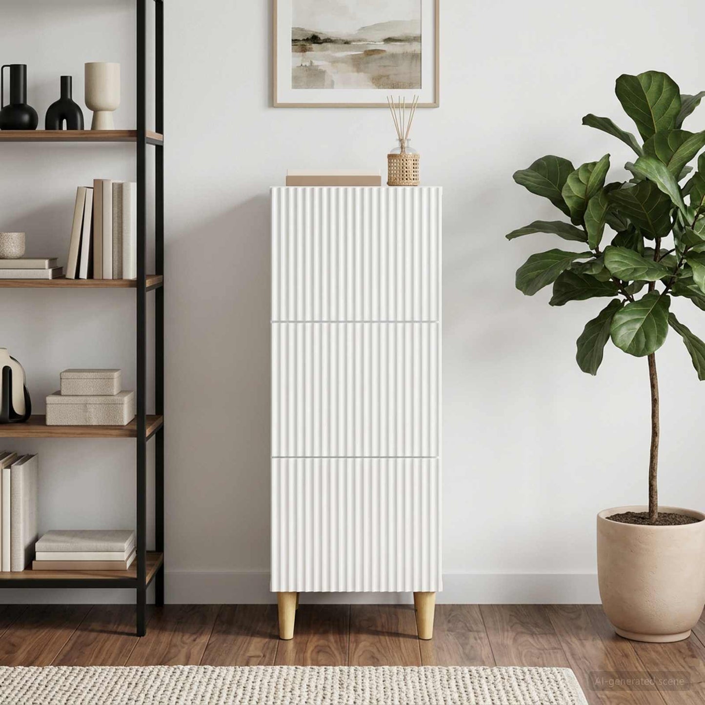 Mobile con Cassetti Bianco Lucido 33 x 34,5 x 90 cm
