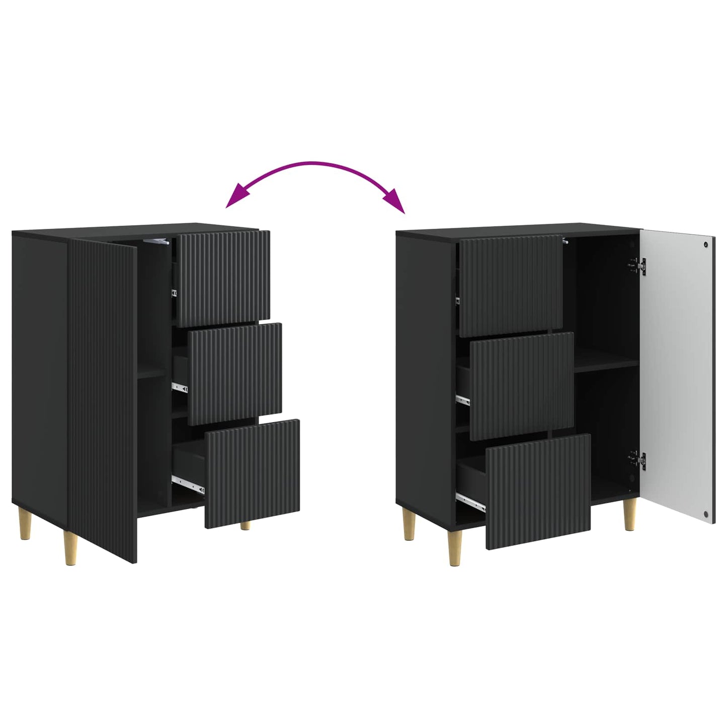 Credenza Nero 66 x 34,5 x 90 cm Legno ingegnerizzato | homemem39