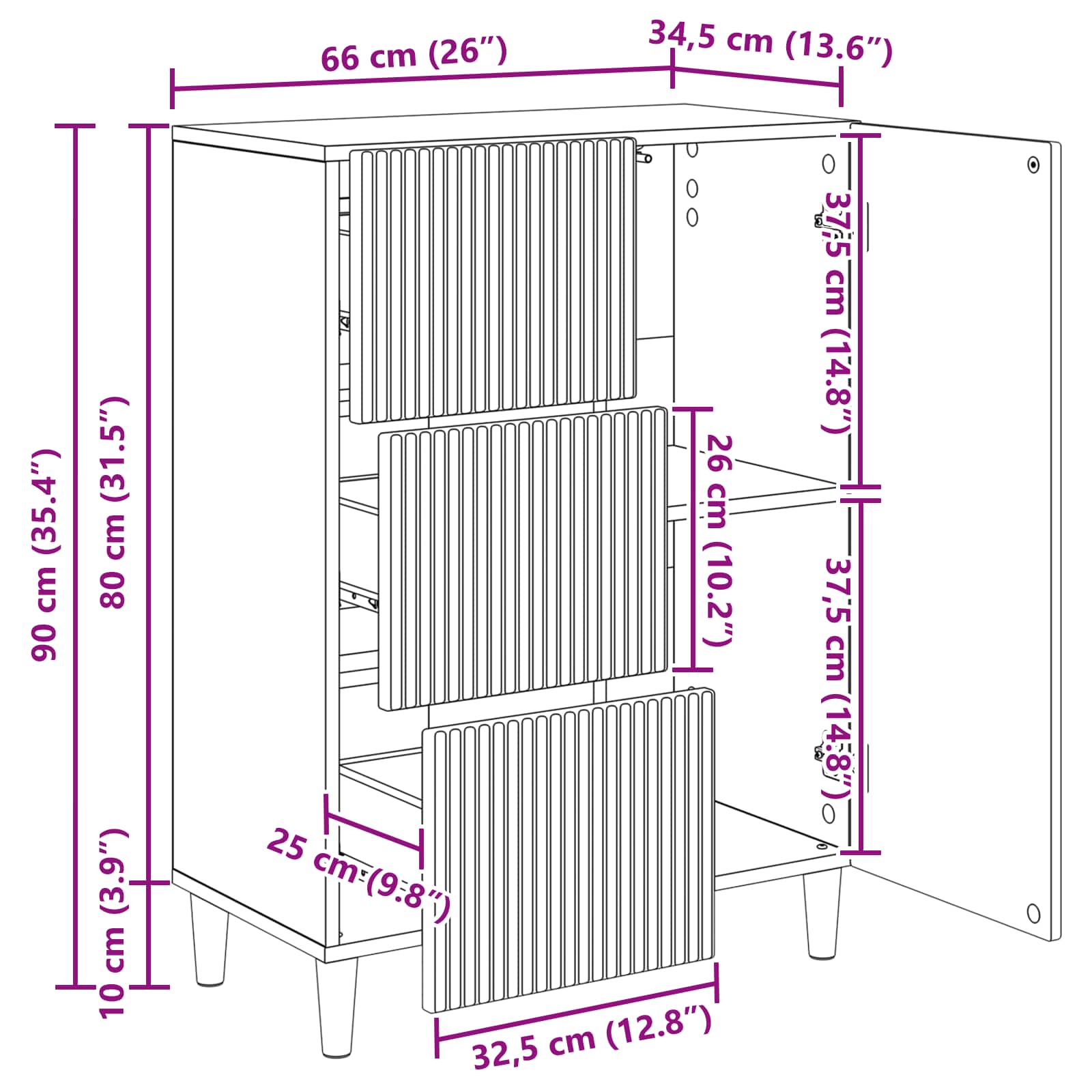 Credenza Rovere Sonoma 66 x 34,5 x 90 cm Legno ingegnerizzato | homemem39