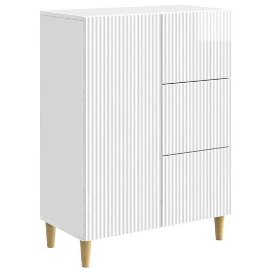 Credenza Bianco Lucido 66 x 34,5 x 90 cm Legno ingegnerizzato