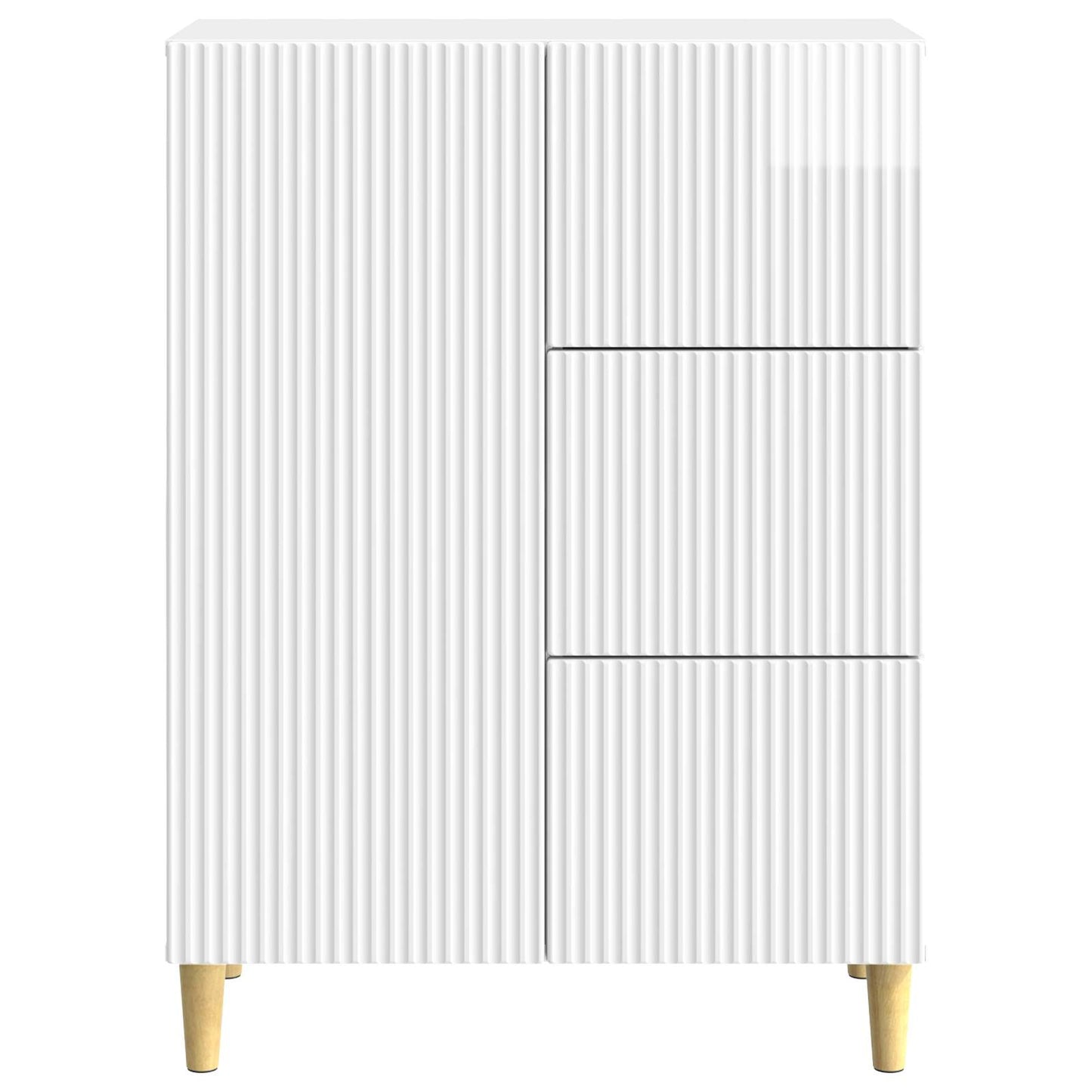 Credenza Bianco Lucido 66 x 34,5 x 90 cm Legno ingegnerizzato